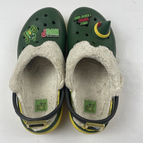 Crocs x Buddy the Elf Clog Sherpa Lined Green / Yellow Size J5 - Picture 5 of 12